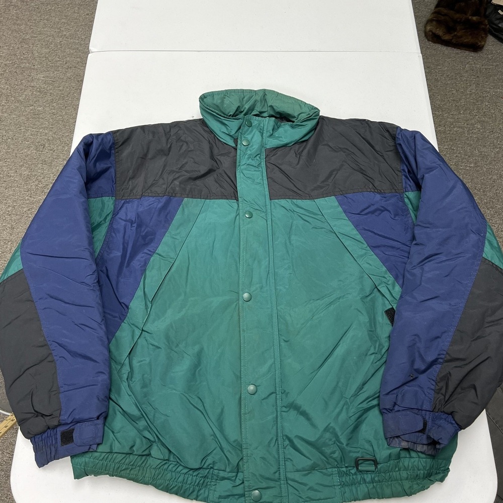 McGregor Puffer Jacket Mens XL Green Colorblock Vintage 90s Heavy 62570